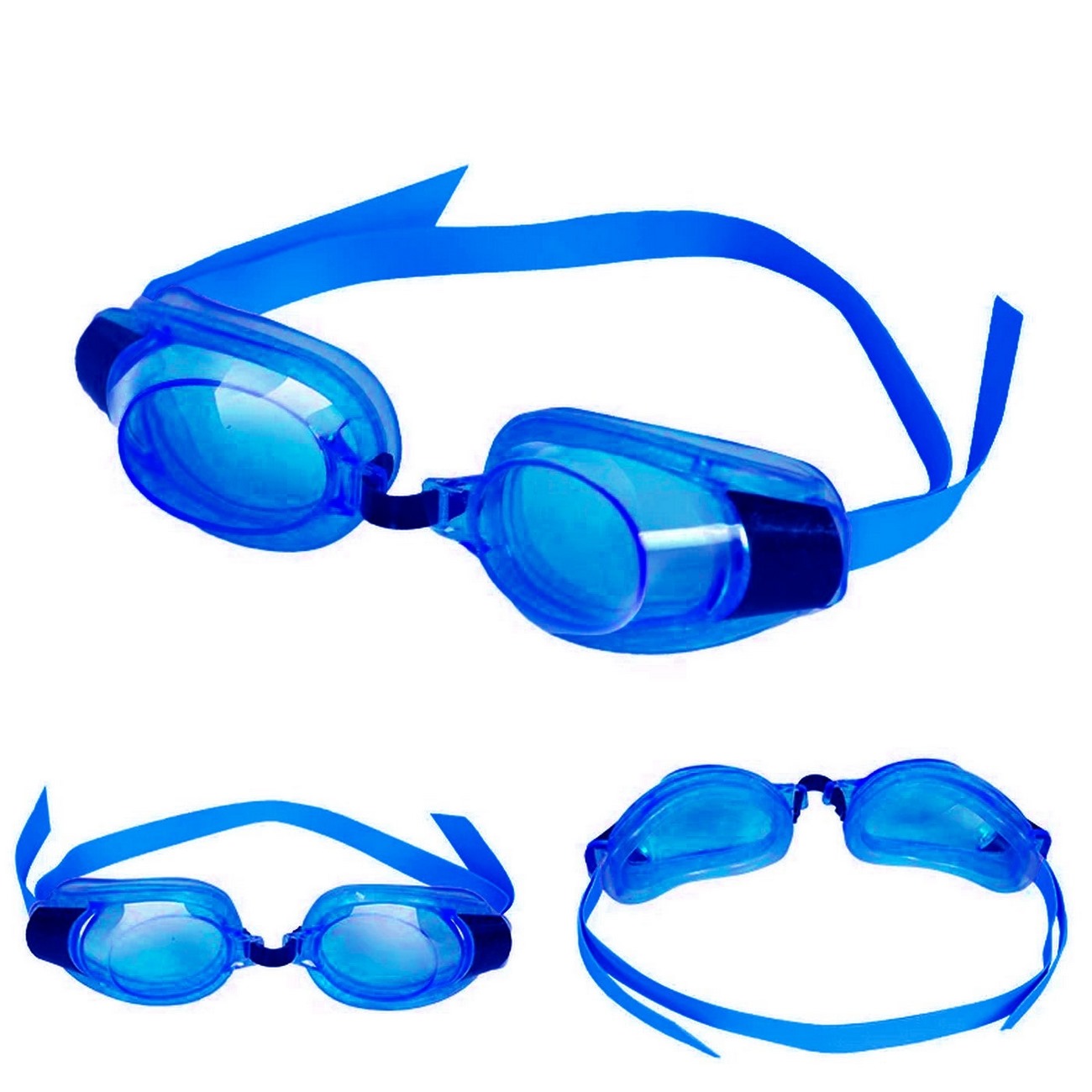 Gafas De Natacion + Tapones Para Los Oídos Y Clip Para Nariz Azul Oscuro